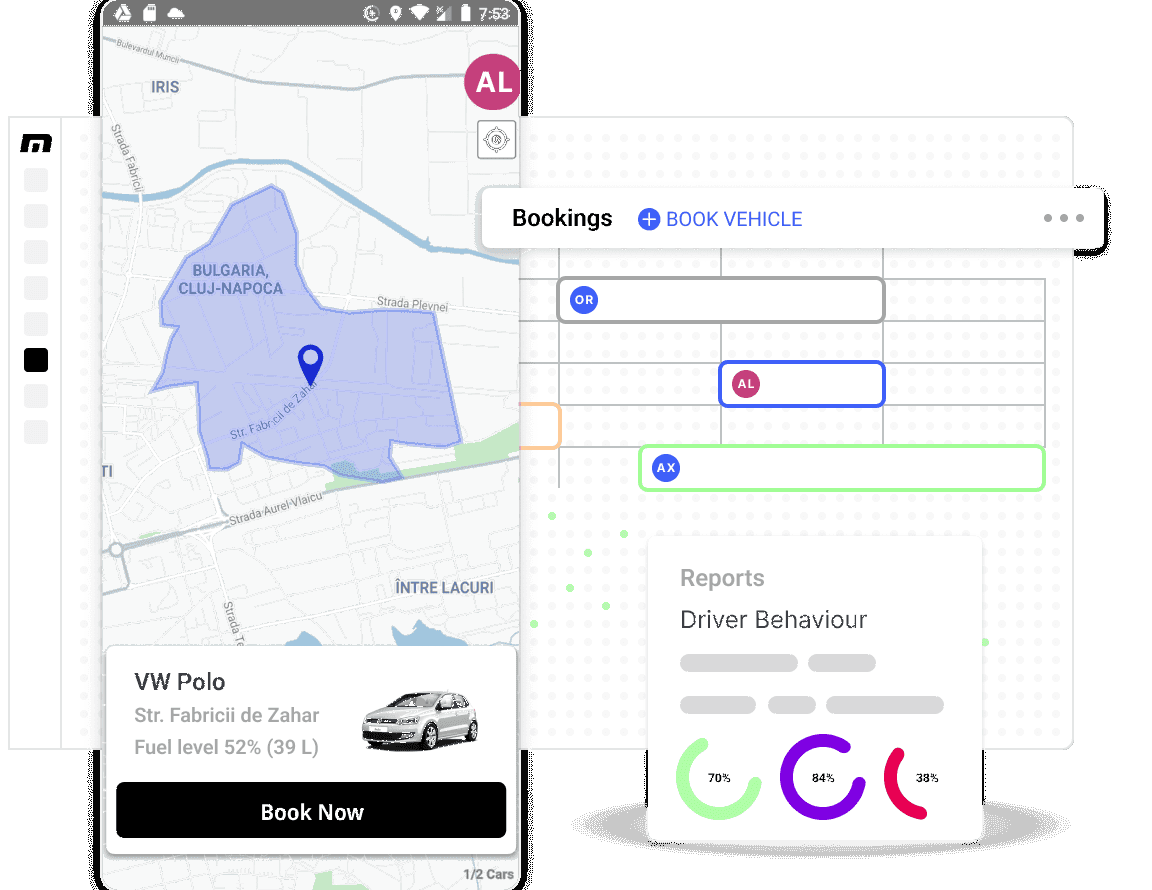 Illustration showcasing booling system and driving behaviour