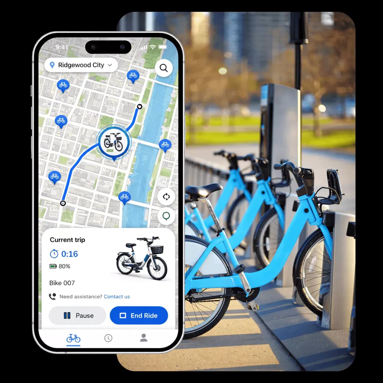 Bike sharing software dashboard hero image