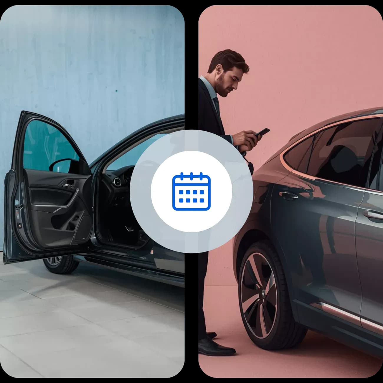 Booking management image with two cars
