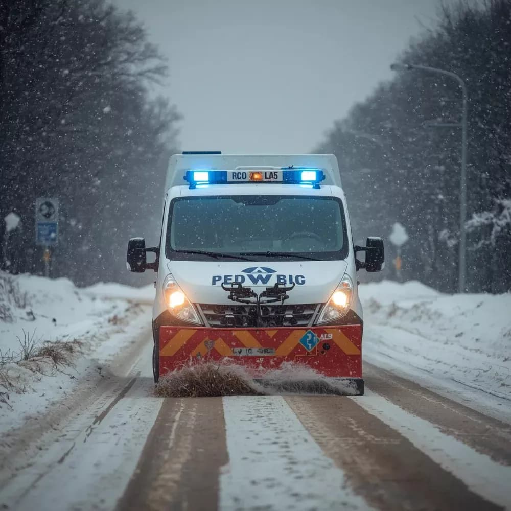 Image of snow plow on a snowy street