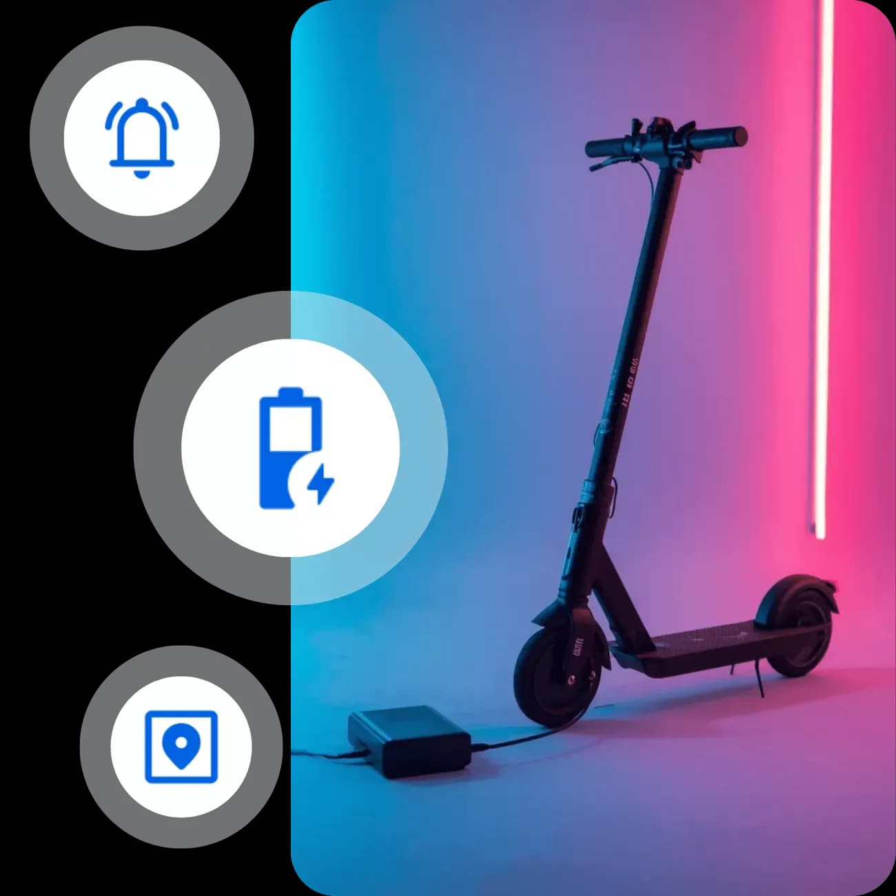 Scooter with folating icons image