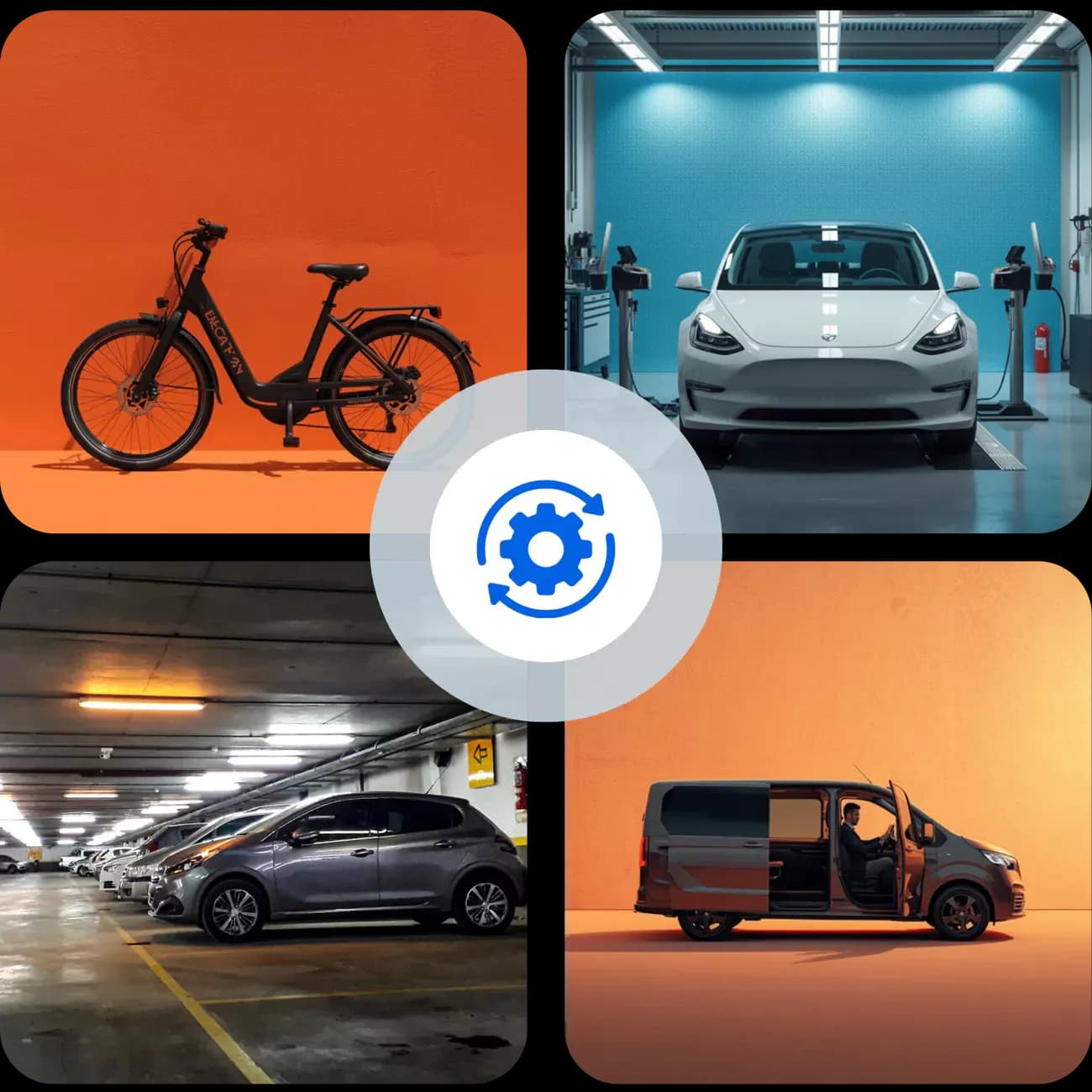 Integrations feature section image with multiple vehicle types