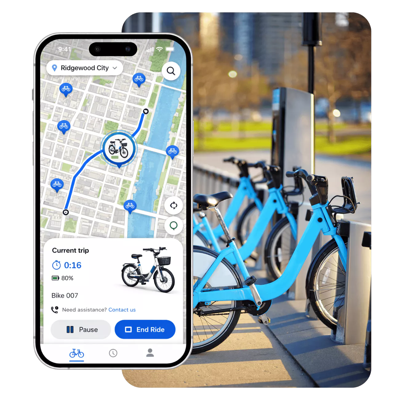 Bike sharing software dashboard hero image
