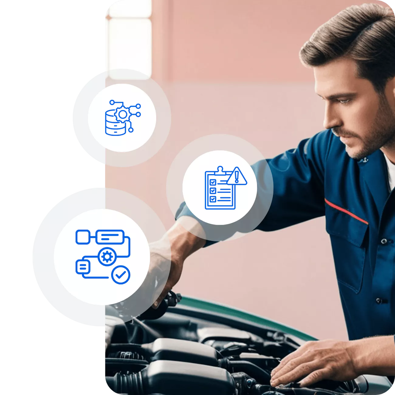 Image of man with automation icons