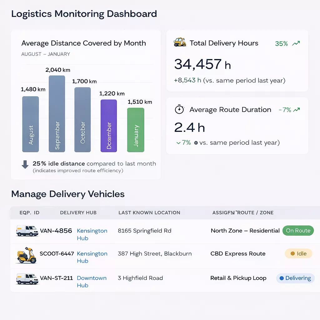 Construction equipment tracking dashboard image
