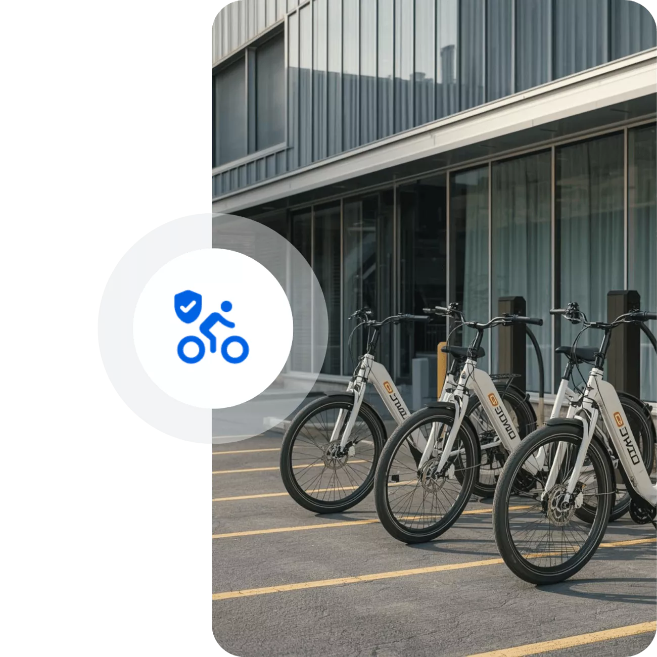Corporate micromobility image with electric bikes